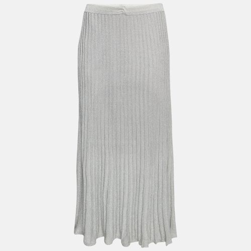 Sandro Silver Shimmer Effect Synthetic Pleated Midi Skirt S - Sandro - Modalova