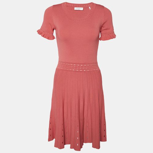 Sandro Coral Pink Eyelet Knit Etor Pleated Dress M - Sandro - Modalova