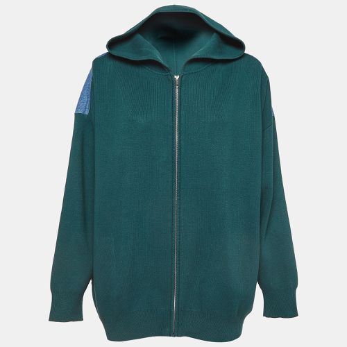 Sandro Green Knit & Denim Oversized Hoodie M - Sandro - Modalova