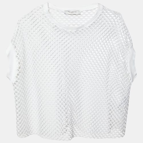 Sandro White Mesh Crew Neck Crop Top S - Sandro - Modalova