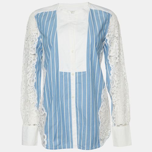 Sandro Blue Striped Cotton & Lace Shirt S - Sandro - Modalova