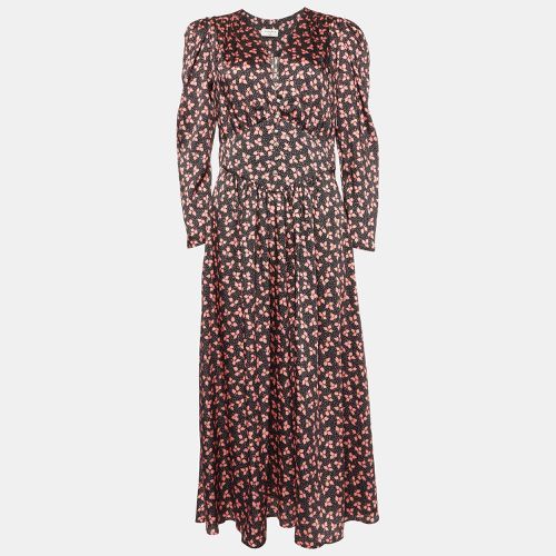 Sandro Black Printed Satin Maxi Dress M - Sandro - Modalova