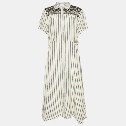 Sandro White Striped Cupro Midi Dress L - Sandro - Modalova