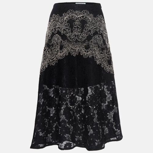 Sandro Black Lace Embroidered Midi Skirt S - Sandro - Modalova