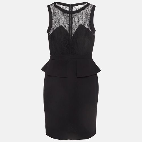 Sandro Black Lace And Crepe Peplum Mini Dress S - Sandro - Modalova