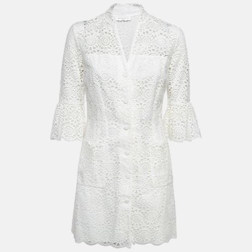 Sandro White Floral Lace Buttoned Front Mini Dress M - Sandro - Modalova