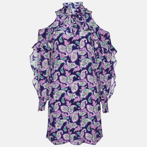 Sandro Purple Paisley Print Silk Ruffled Mini Dress S - Sandro - Modalova