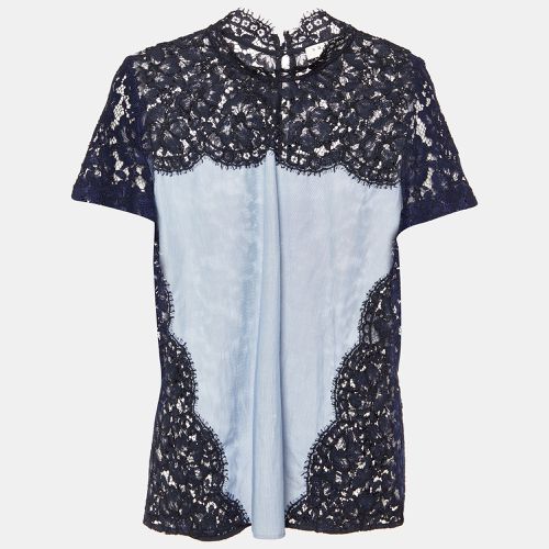 Lace and Cotton High Neck Blouse M - Sandro - Modalova