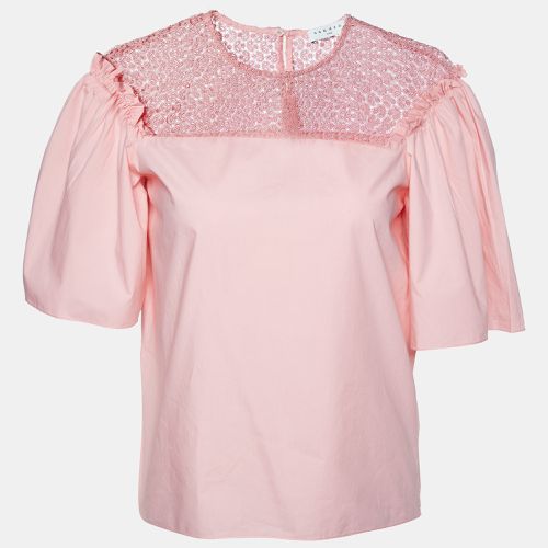 Sandro Pink Cotton Lace Trimmed Blouse XS - Sandro - Modalova