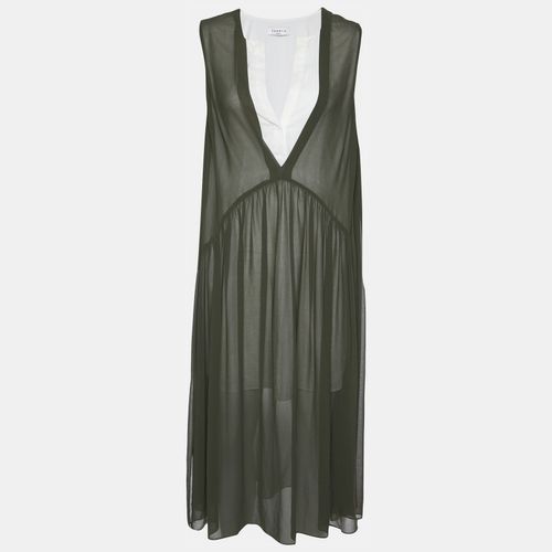 Sandro Olive Green Chiffon Riham Overlay Dress M - Sandro - Modalova