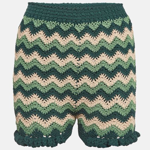 Sandro Green Chevron Patterned Knit Shorts S - Sandro - Modalova