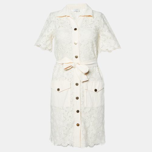 Sandro Ecru Guipure Lace Adrienne Belted Shirt Dress S - Sandro - Modalova