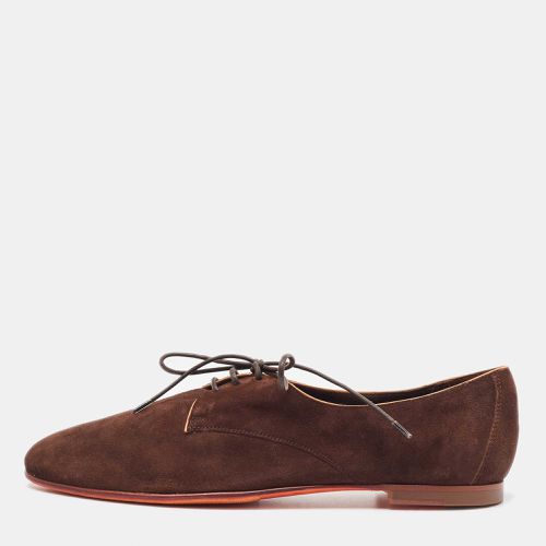 Santoni Brown Nubuck Leather Lace Up Derby Size 40 - Santoni - Modalova