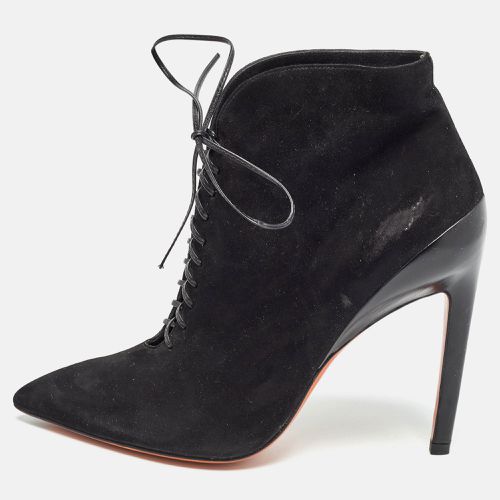 Santoni Black Suede Lace Up Ankle Boots Size 39.5 - Santoni - Modalova