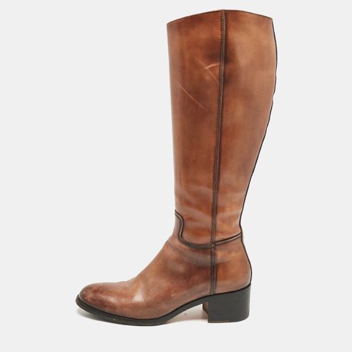 Santoni Brown Leather Knee Length Boots Size 38 - Santoni - Modalova