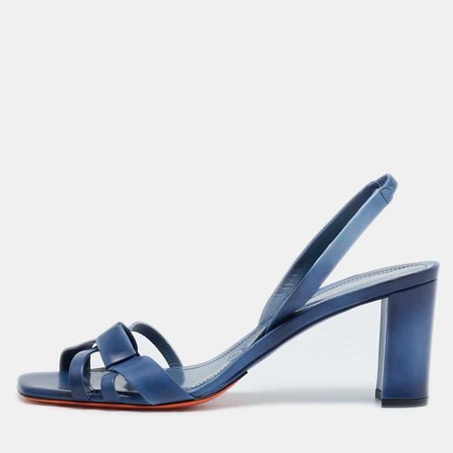 Santoni Blue Leather Forgive Slingback Sandals Size 38 - Santoni - Modalova