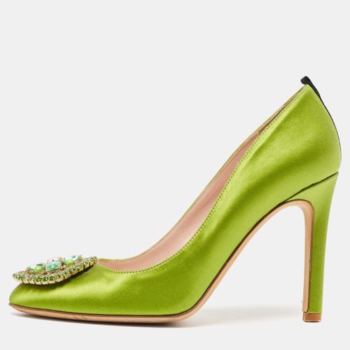 SJP Sarah Jessica Parker Green Satin Crystal Embellished Pumps Size 37 - SJP Sarah Jessica Parker - Modalova