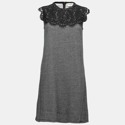 Sea Grey Wool and Lace Neckline Detail Sleeveless Dress S - Sea - Modalova