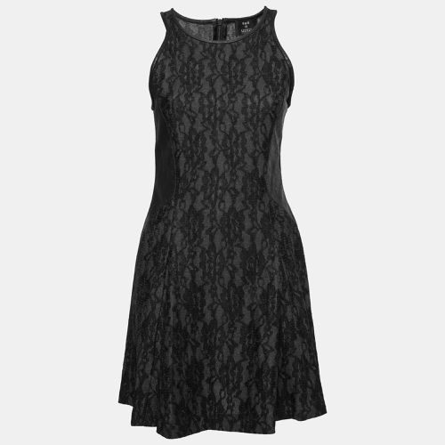 Sea Black Lace and Distressed Leather Panel Dress S - Sea - Modalova