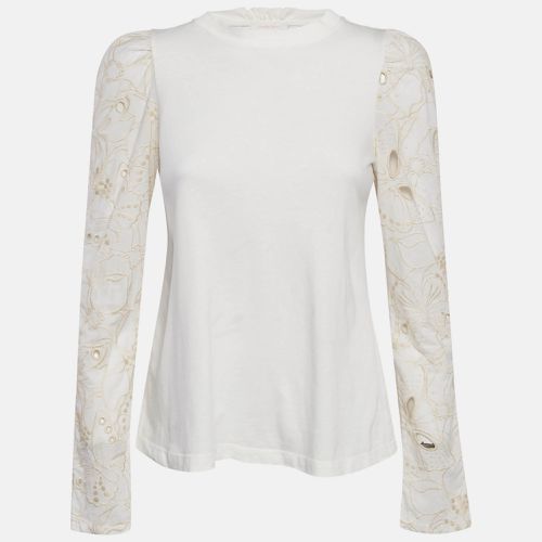 See by Chloe Powder White Butterfly Embroidered Cotton Top XS - See by Chloe - Modalova