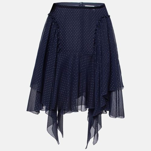 See by Chloe Navy Blue Dotted Chiffon Ruffled Skirt L - See by Chloe - Modalova