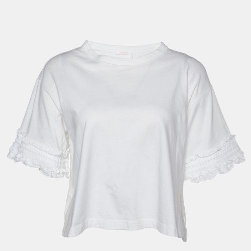 See by Chloe White Cotton Ruffled Sleeve Detail T-Shirt M - See by Chloe - Modalova