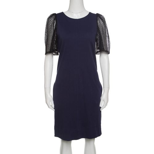 See by Chloe Navy Blue Jersey Contrast Lace Sleeve Dress S - See by Chloe - Modalova