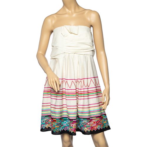 See by Chloe Cream Linen And Cotton Embroidered Draped Mini Dress XL - See by Chloe - Modalova