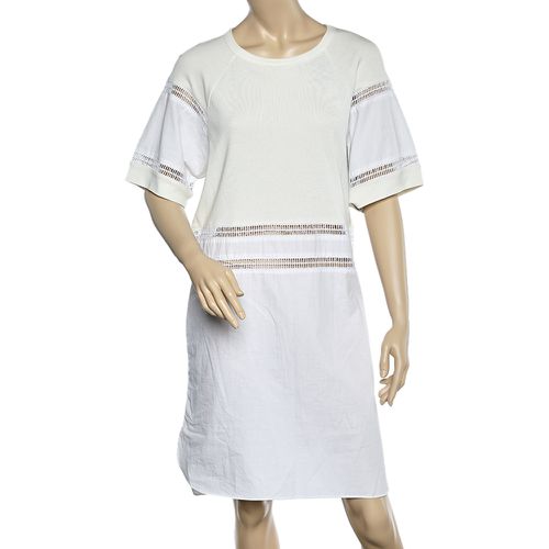 See by Chloe White Cotton & Knit Paneled Midi Dress L - See by Chloe - Modalova