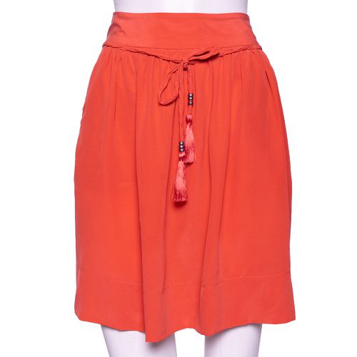 See by Chloe Coral Pink Silk Braided Tasseled Belt Detail Skirt M - See by Chloe - Modalova