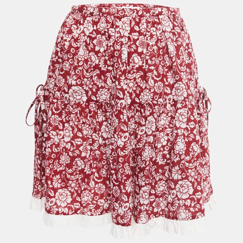 See by Chloe Red Floral Printed Cotton Lace Trimmed Mini Skirt S - See by Chloe - Modalova