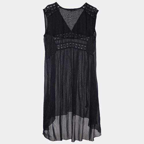 See by Chloe Black Cotton Lace Trim Tie Detail Mini Dress XL - See by Chloe - Modalova