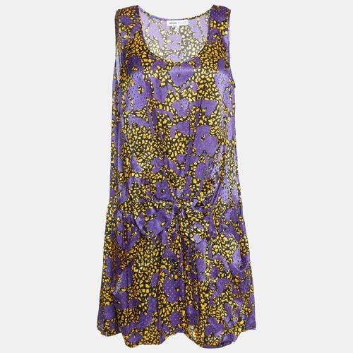 See by Chloe Purple Printed Cotton & Silk Bow Detail Mini Dress M - See by Chloe - Modalova