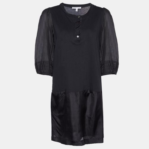 See by Chloe Black Cotton Knit & Silk Shift Dress L - See by Chloe - Modalova