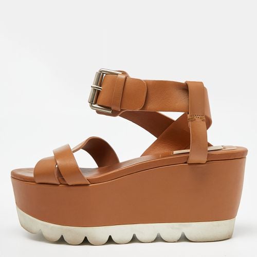 See by Chloe Brown Leather Wedge Platform Ankle Strap Sandals Size 37 - See by Chloe - Modalova