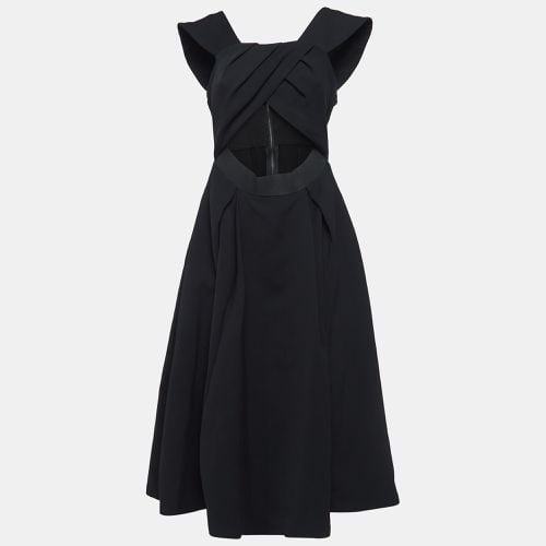 Self Portrait Black Crepe Cut-Out Ayelette Midi Dress L - Self-Portrait - Modalova