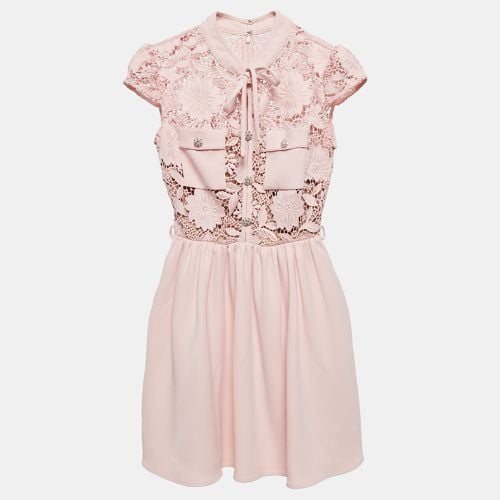 Self-Portrait Pink Floral Guipure Lace and Crepe Mini Dress XS - Self-Portrait - Modalova