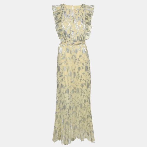 Self-Portrait Yellow Jacquard Fabric Belted Sleeveless Maxi Dress M - Self-Portrait - Modalova