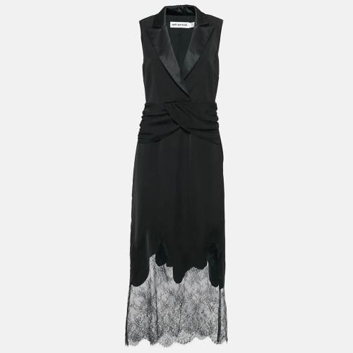 Self-Portrait Black Lace Trim Crepe Sleeveless Tailored Dress M - Self-Portrait - Modalova