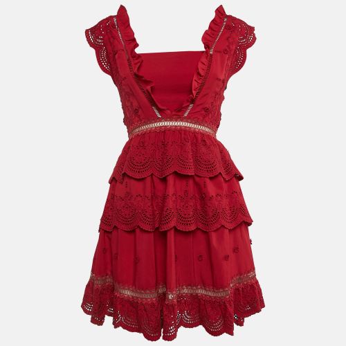 Broderie Anglaise Chiffon Tiered Mini Dress S - Self-Portrait - Modalova