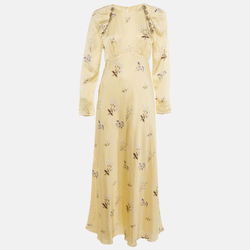 Self-Portrait Yellow Vintage Floral Satin Embellished Maxi Dress M - Self-Portrait - Modalova