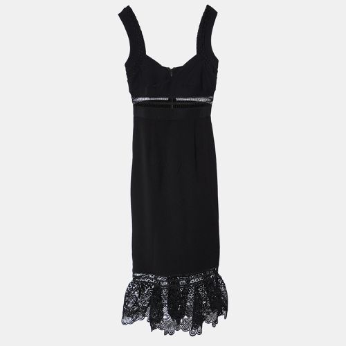 Self-Portrait Black Crepe & Lace Detail Sleeveless Midi Dress XS - Self-Portrait - Modalova