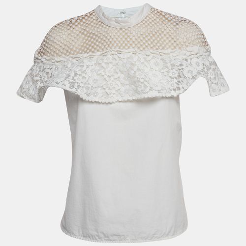 Self Portrait Guipure Lace Detachable Yoke and Cotton Hudson Top M - Self-Portrait - Modalova