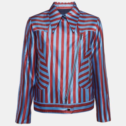 Self-Portrait Blue/Red Candy Stripe Satin Zipper Jacket S - Self-Portrait - Modalova