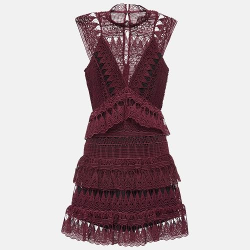 Self-Portrait Burgundy Lace Mini Dress S - Self-Portrait - Modalova