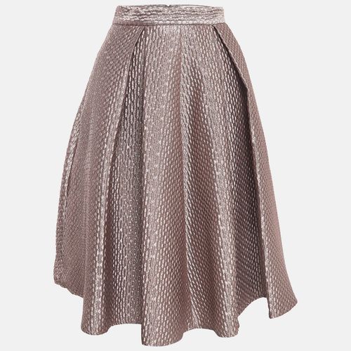 Self-Portrait Pink Textured Lame Pleated Midi Skirt S - Self-Portrait - Modalova