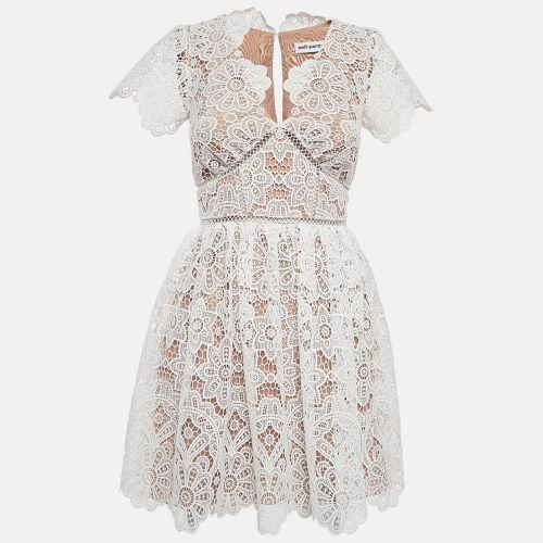 Self-Portrait White Floral Guipure Lace Mini Dress S - Self-Portrait - Modalova