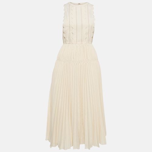 Self-Portrait Cream Crepe Scallop Sleeveless Midi Dress S - Self-Portrait - Modalova