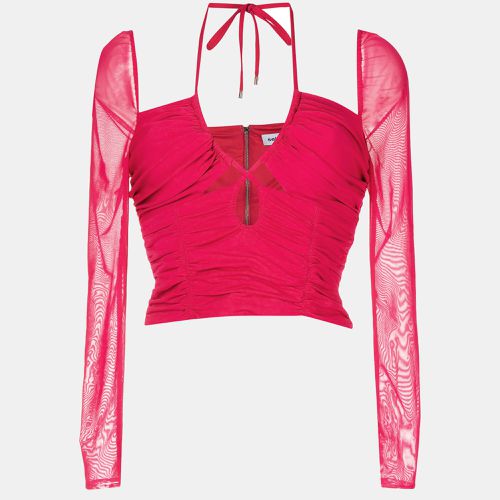 Self-Portrait Pink Jersey Cut-Out Ruched Top M - Self-Portrait - Modalova