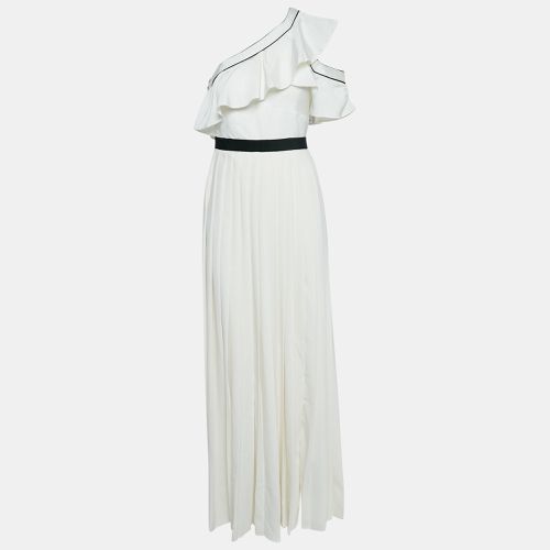 Self-Portrait White Crepe One-Shoulder Pleated Maxi Dress S - Self-Portrait - Modalova